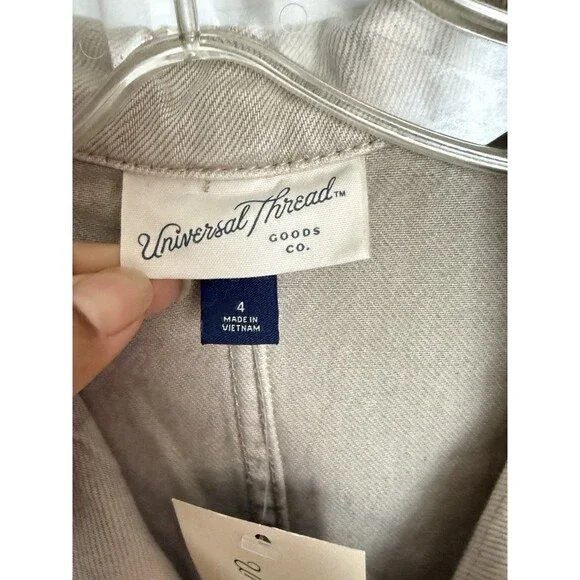 NWT Women's Denim Baggy Jumpsuit - Universal Thread Beige One Piece Size 4 - Picture 14 of 16
